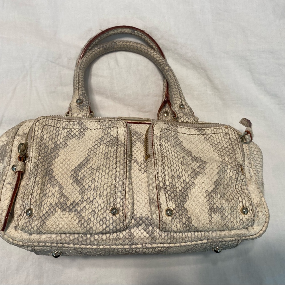 Elegant Kate Spade Cream Faux Snakeskin Pattern Handbag